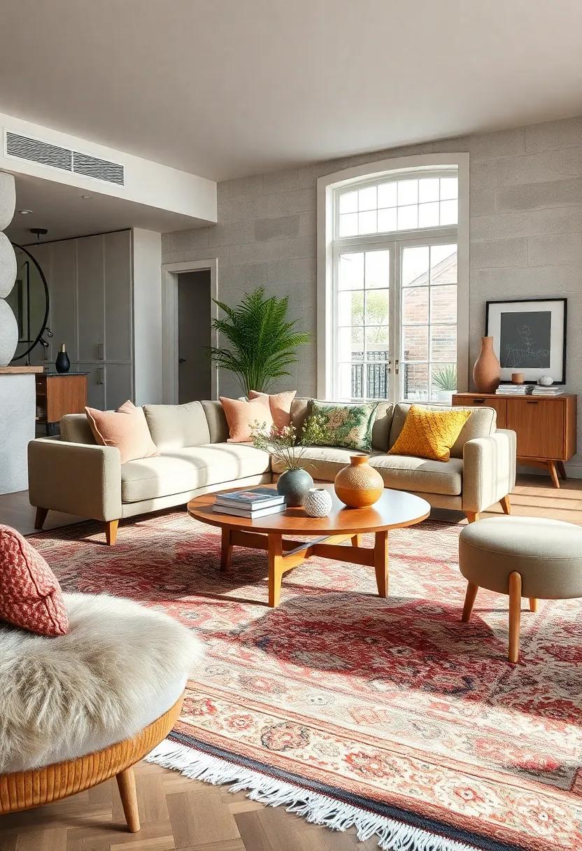 Scandinavian coffee Table⁢ on an Antique ⁣Persian Rug: Marry minimalism with rich historical depth for visual contrast