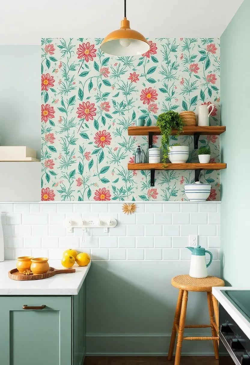 Whimsical Wallpaper: Choose playful patterns for a statement wall or small nook, adding personality and interest to your kitchen design