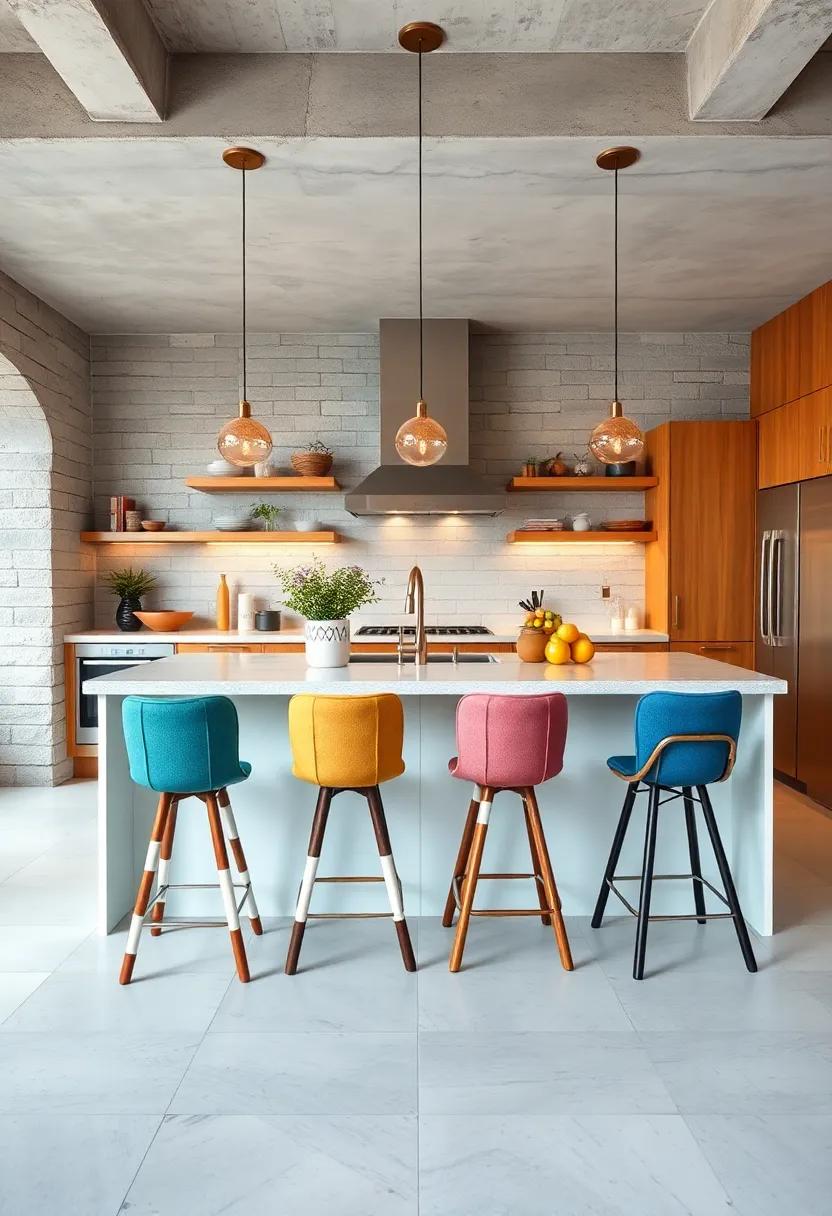 Quirky Bar ⁢Stools: Select ⁤mismatched or colorful bar stools to ​create a playful ‍atmosphere ⁢around ⁢the kitchen island