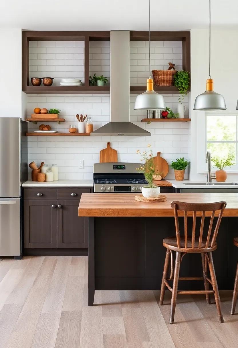 Rustic countertops: Consider materials like butcher block or reclaimed wood that add warmth and a touch of nature to your kitchen