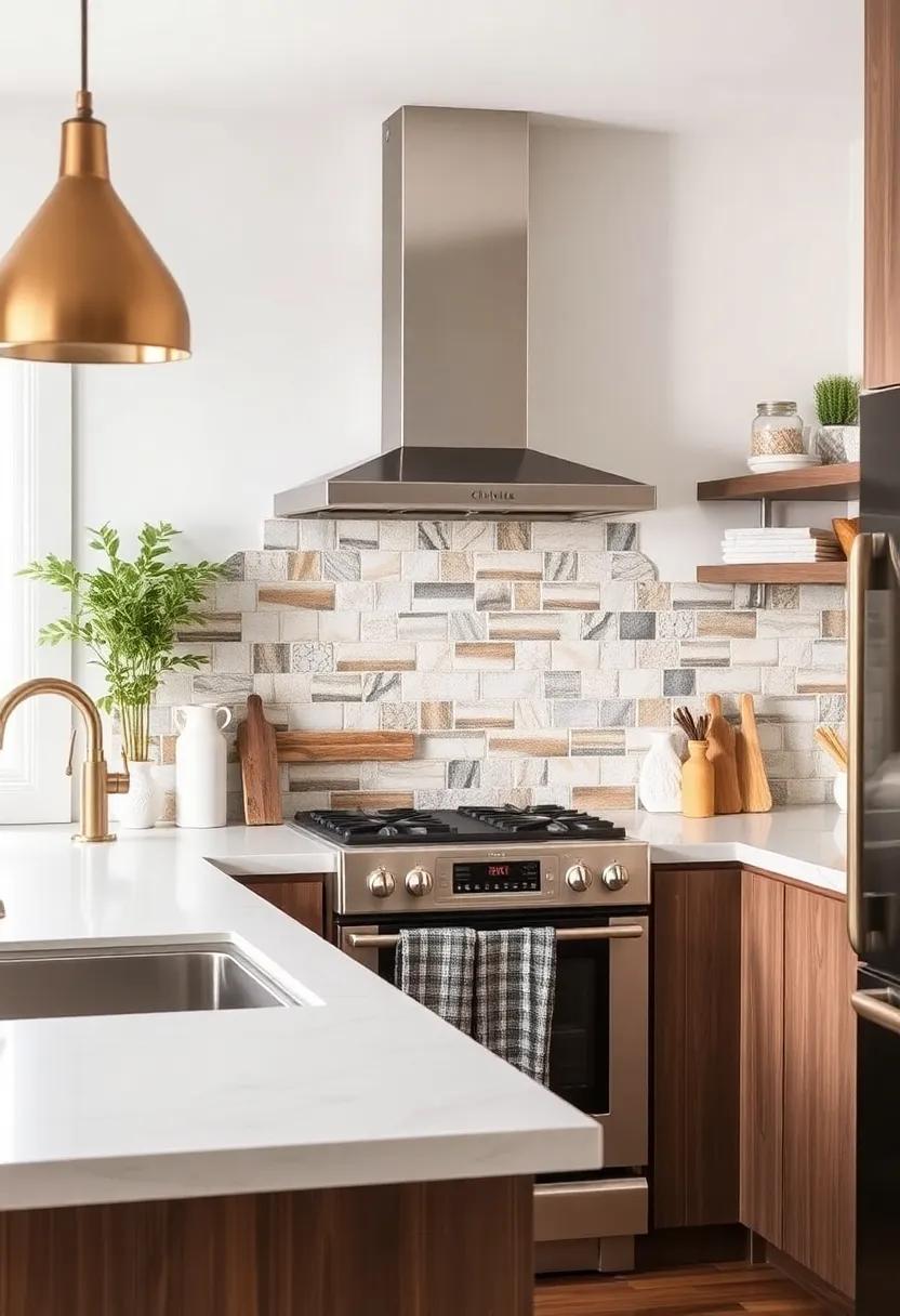 Unique backsplashes: Mixed materials such as tiles, reclaimed wood, or even metallic elements can serve as stunning focal points