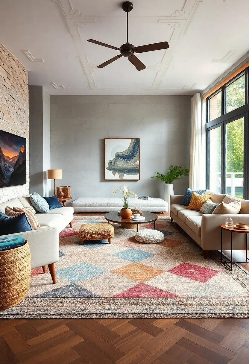 Layering⁣ Textures: Experiment with layering your geometric rug over a soft, textured carpet ​to add depth and⁤ warmth to your living space