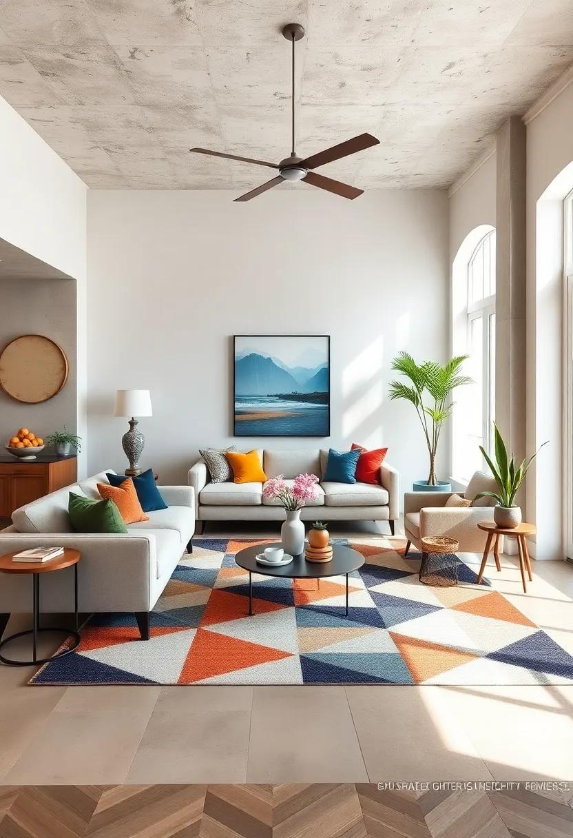 Balance Neutrals: Pair ​a ⁢colorful geometric rug with neutral tones in your furniture and walls to keep the space feeling balanced and sophisticated