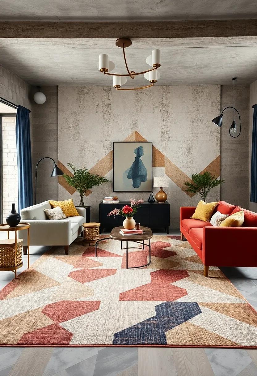 Statement Walls: ⁢Use a ⁢geometric rug to inspire a feature wall ​of geometric wallpaper,extending the visual‍ theme‌ of the room