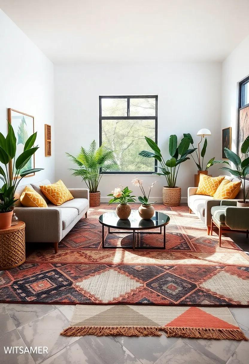 Incorporate Plant Life: Add⁣ potted plants or‌ greenery that⁢ complements⁤ the ‍geometric‌ patterns of your rug, softening⁢ the angular elements with ⁤natural curves