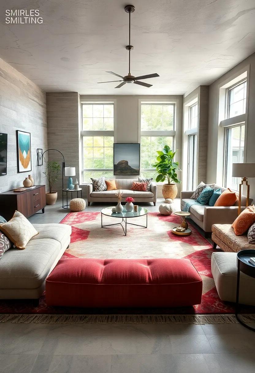 Utilize Open Space: In open-concept​ living areas, use geometric rugs ⁤to delineate different spaces while maintaining an ​overall cohesive design