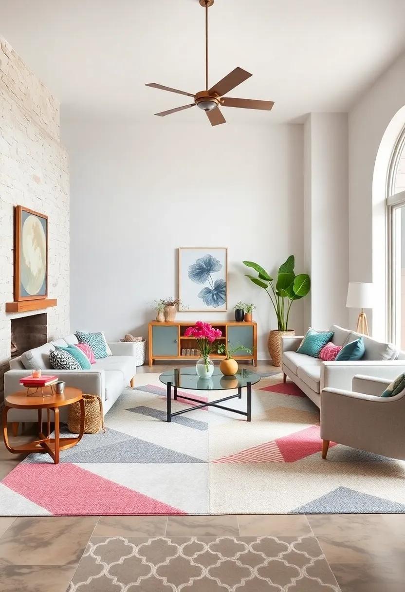Use as a Base: Create a monochromatic scheme by ⁤allowing a geometric rug ⁢to ‌be the base, then build furniture and accents around its​ color‌ palette