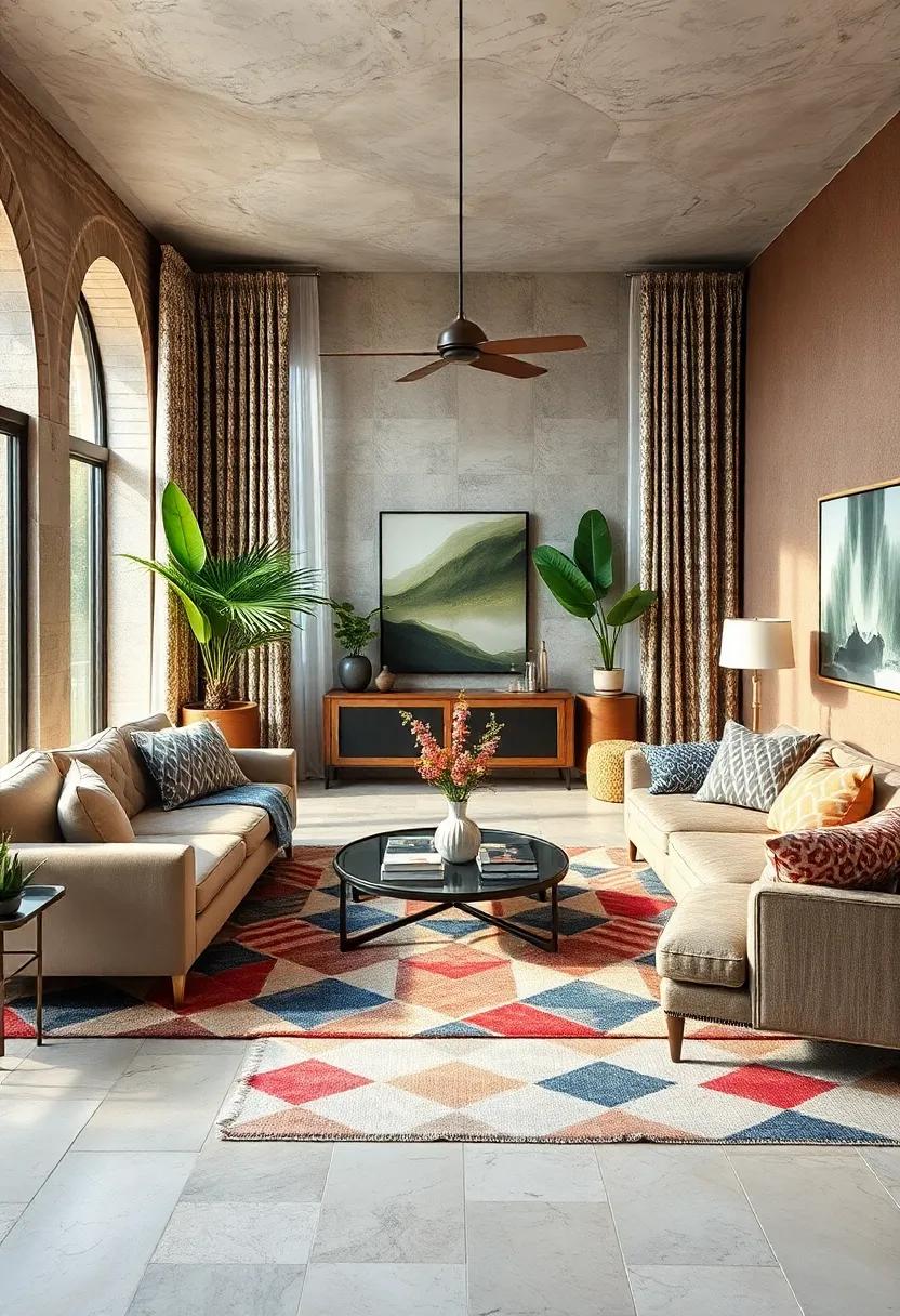 Mix Patterns: Embrace an adventurous spirit by combining different patterns in upholstery‌ and curtains, ensuring that geometric rugs ⁤tie the look together