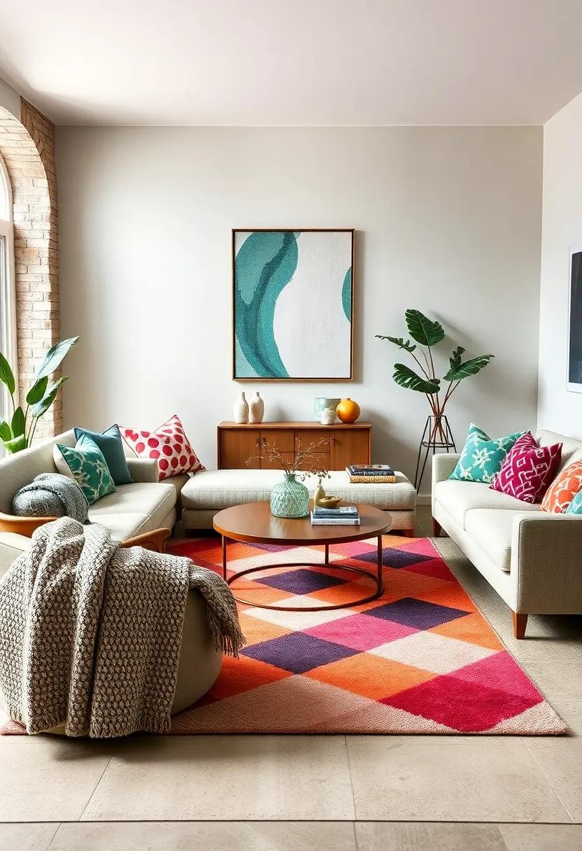 Playful Accessories: ‌Use throw pillows and⁤ blankets in playful geometric patterns that echo your rug, ​adding⁤ layers​ of interest without‍ being ‍overwhelming