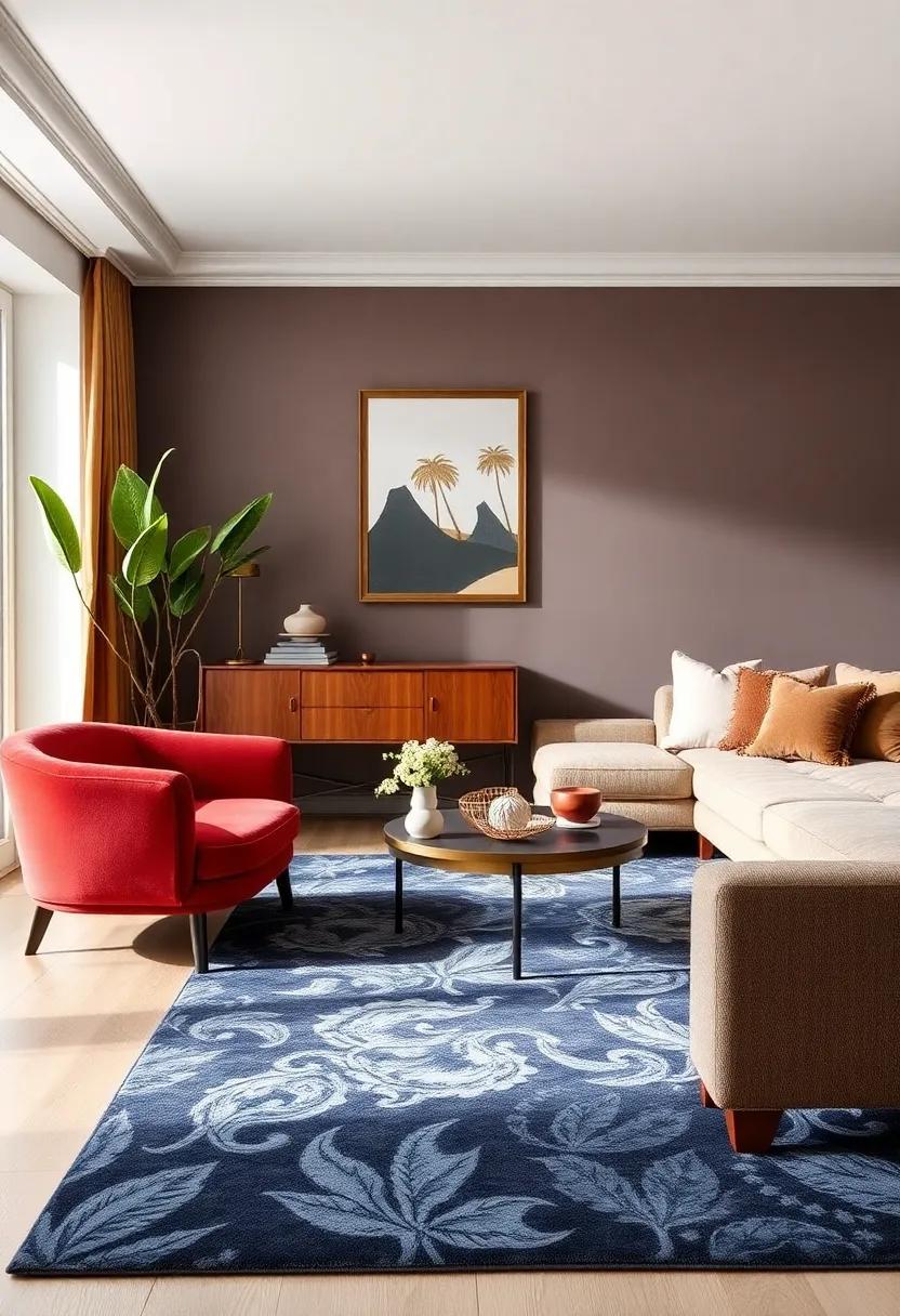 Choose a plush velvet area rug that sets the tone‍ for your eclectic space, grounding the design with its luxurious texture