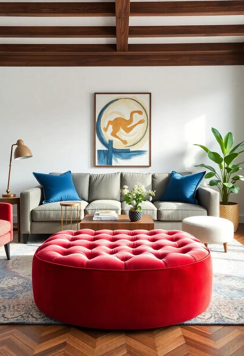 Consider a velvet ottoman that can double as ⁤extra‌ seating or a footrest, combining practicality with luxe appeal