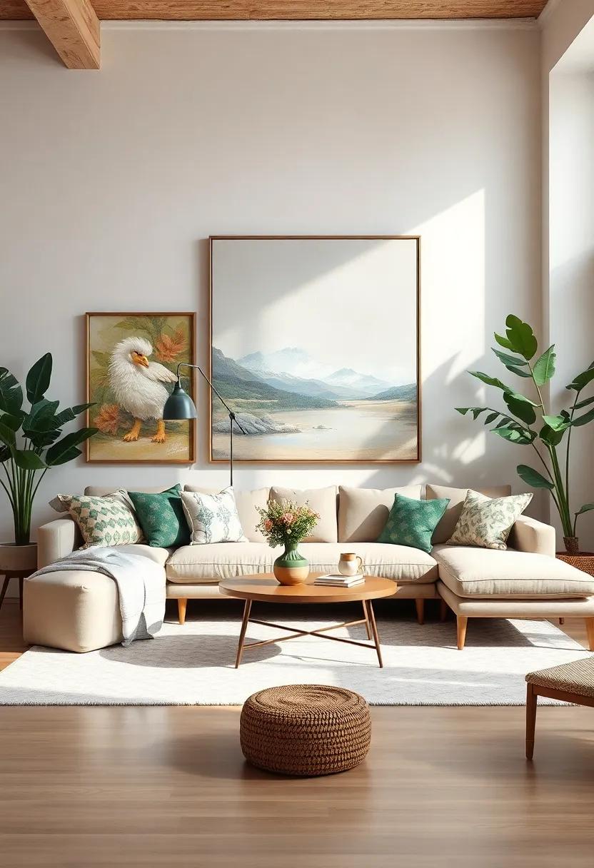 Vary sizes: Mix large canvases with smaller pieces to keep the arrangement visually engaging and well-balanced