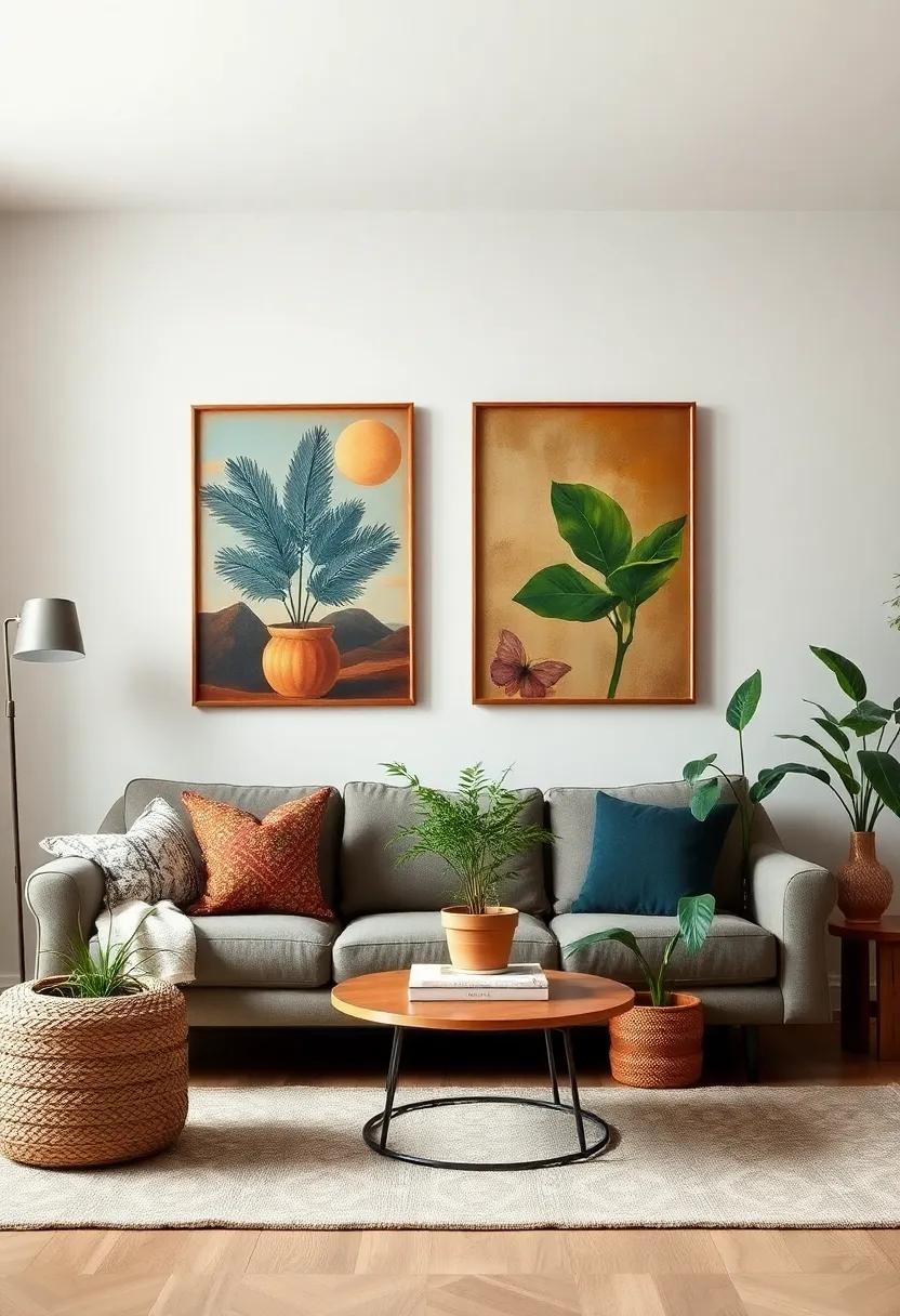 Balance with plants: Pair vintage artwork with indoor plants to bring in natural elements and soften the space