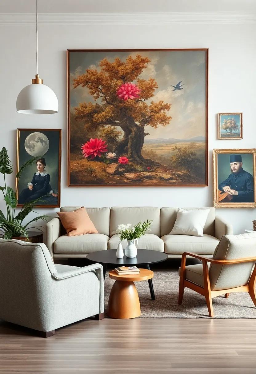 Create a theme: Curate paintings that share a common theme or subject matter, telling a story through your collection