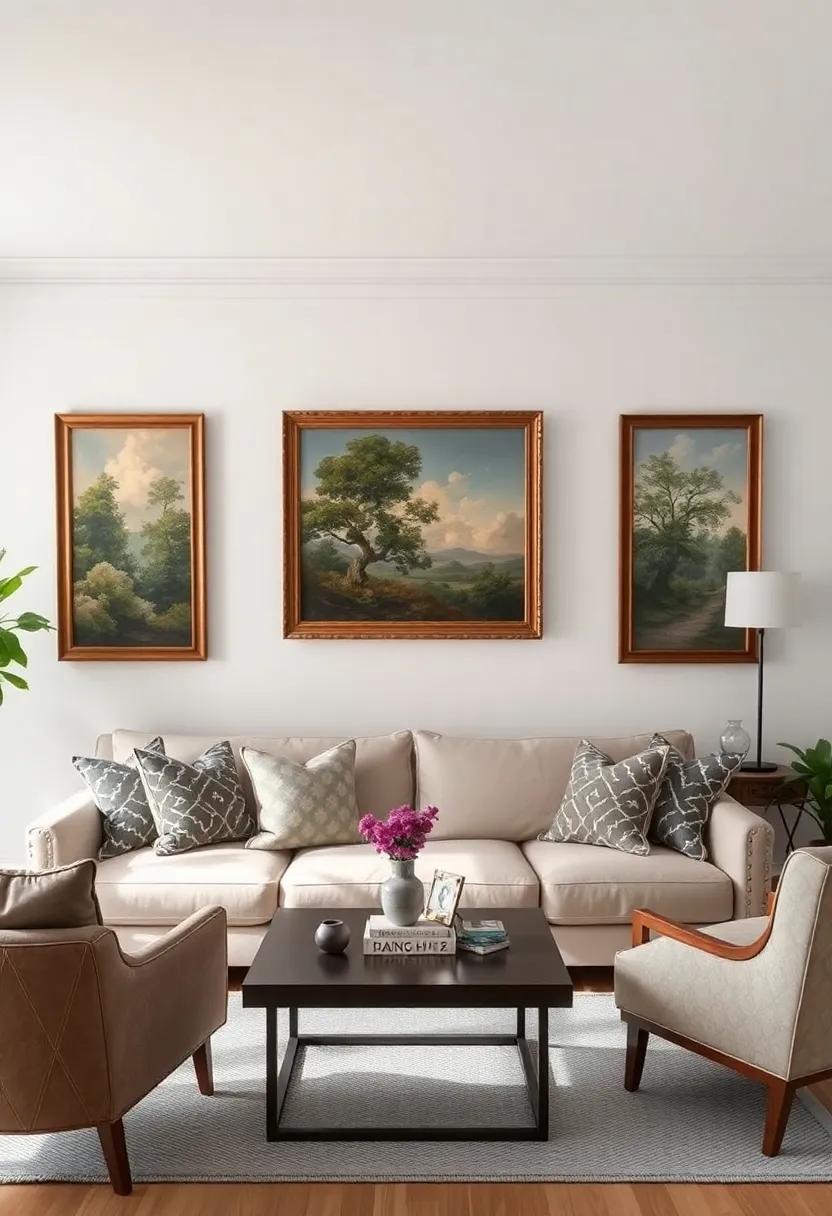 Incorporate lighting: Use spotlights or track lighting to illuminate your vintage paintings, enhancing their beauty and intrigue