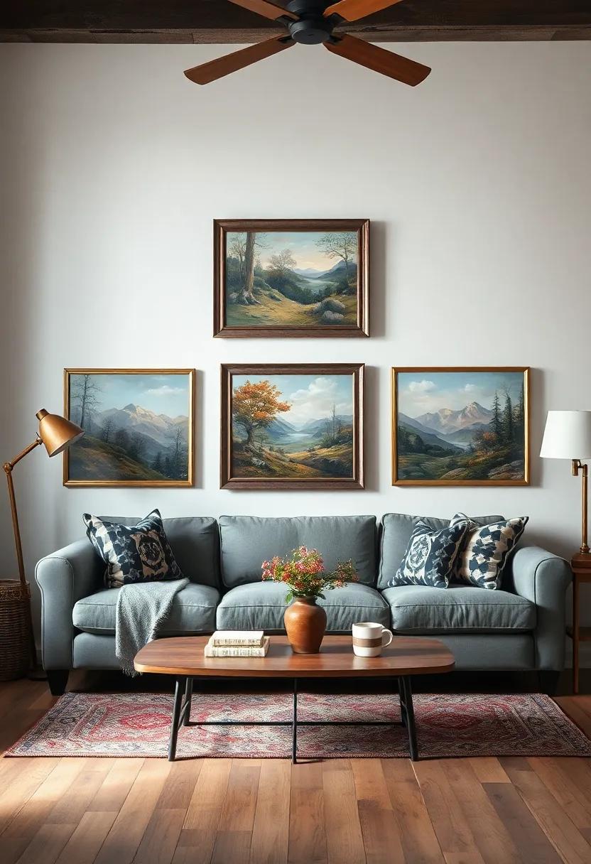 Experiment with placement: Don't hesitate to move your paintings around. Find what feels right through trial and error