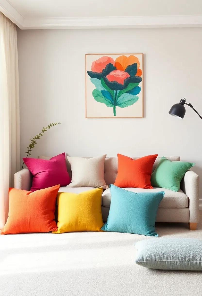 Neutral Backdrops: Using Pillows to inject Color into Subdued Rooms