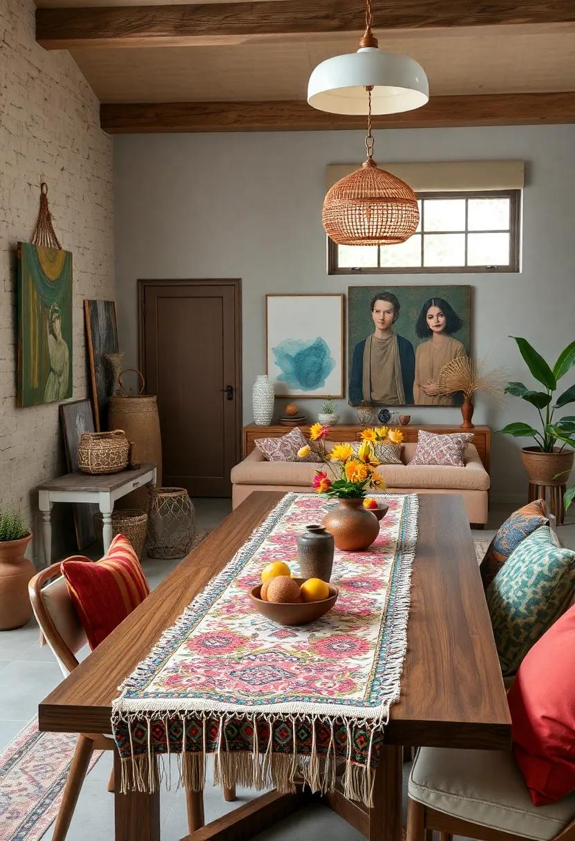 Colorful Table Runners: Dress your dining table with a handmade runner featuring vibrant colors or intricate designs to spark conversation