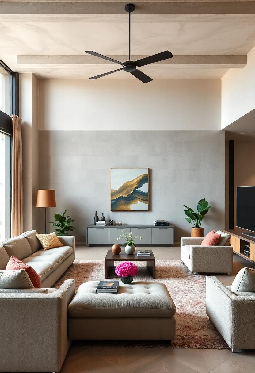 blend Functional Design: Choose contemporary furniture with clever storage solutions that help organize eclectic pieces seamlessly