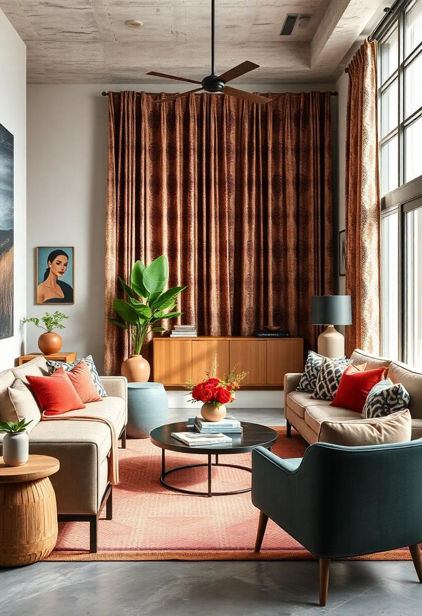 Contemporary ⁤Textiles: Choose ​modern patterns in‍ your curtains and throws that contrast with more traditional‍ furniture