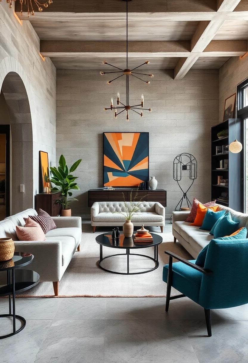 Embrace Contrast: Pair sleek modern furniture with bold vintage accents to create a dynamic conversation space