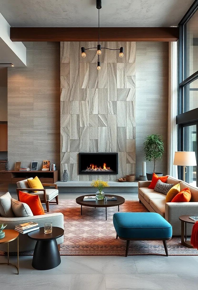 Floating Fireplaces: Consider a contemporary, wall-mounted fireplace for a ​cozy yet chic focal point