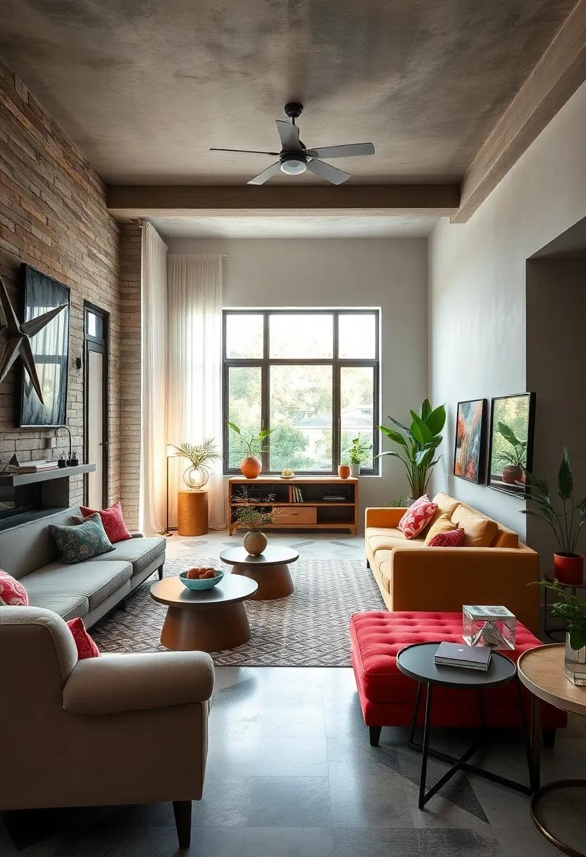 Harmonize Colors: Select modern furniture colored in shades that echo hues found in your eclectic decor for cohesiveness