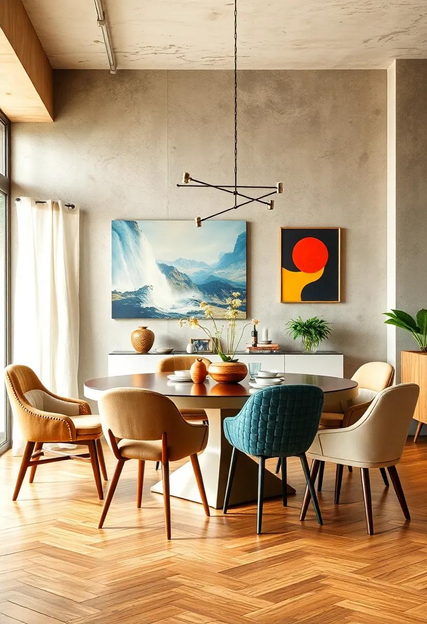 Mixed dining Styles: blend‌ various dining chair designs around a modern table to create an eclectic dining experience