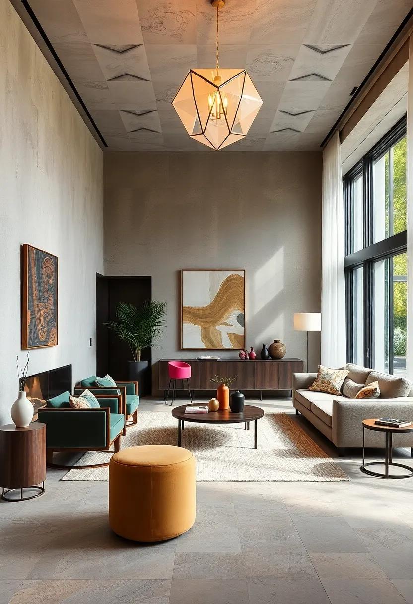 Sculptural Lighting: Opt for⁣ unique light⁤ fixtures that double as‌ art installations, like a ⁢geometric pendant or an asymmetrical floor lamp