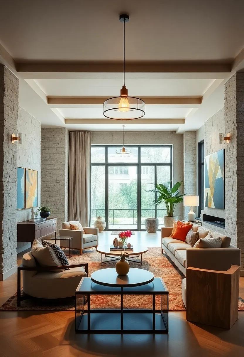 Use Bold Lighting: Opt for contemporary light fixtures that add drama and sophistication to your eclectic design scheme