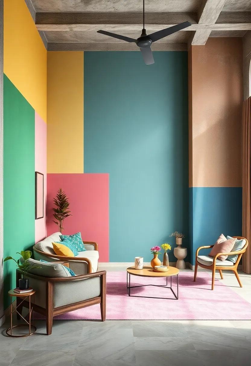 Accent Walls: Choose a single wall to paint in a stand-out color, complementing softer hues in the rest of the room