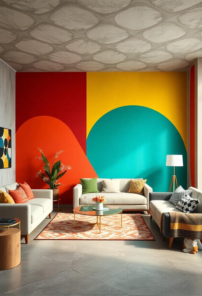 Paint Patterns: Experiment with geometric or abstract designs using different wall colors to inject personality into your space