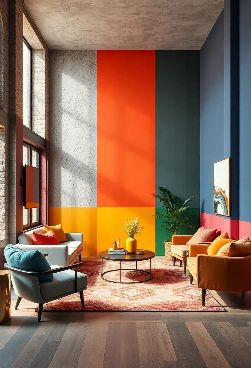 Color Dipped: Make a statement with a color-dipped effect on the walls, where the bottom halves contain rich hues for a trendy look