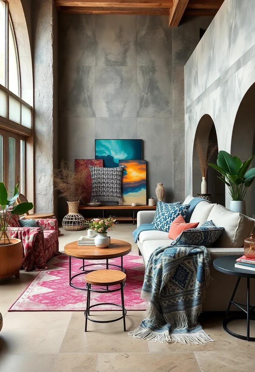 Artful throws: Drape a kaleidoscope of patterned throws over furniture for a cozy, layered look