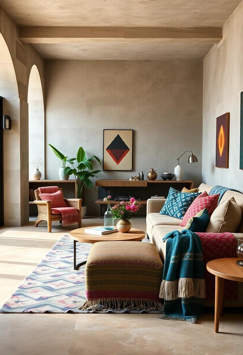 Layering Throws: Don’t shy away from layering patterned throws to bring warmth and comfort to any seating area