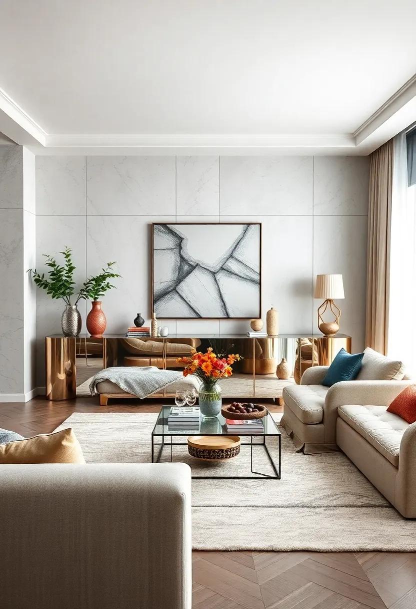 Select a Mirrored Sideboard: A functional piece that offers storage while doubling as a striking decorative element