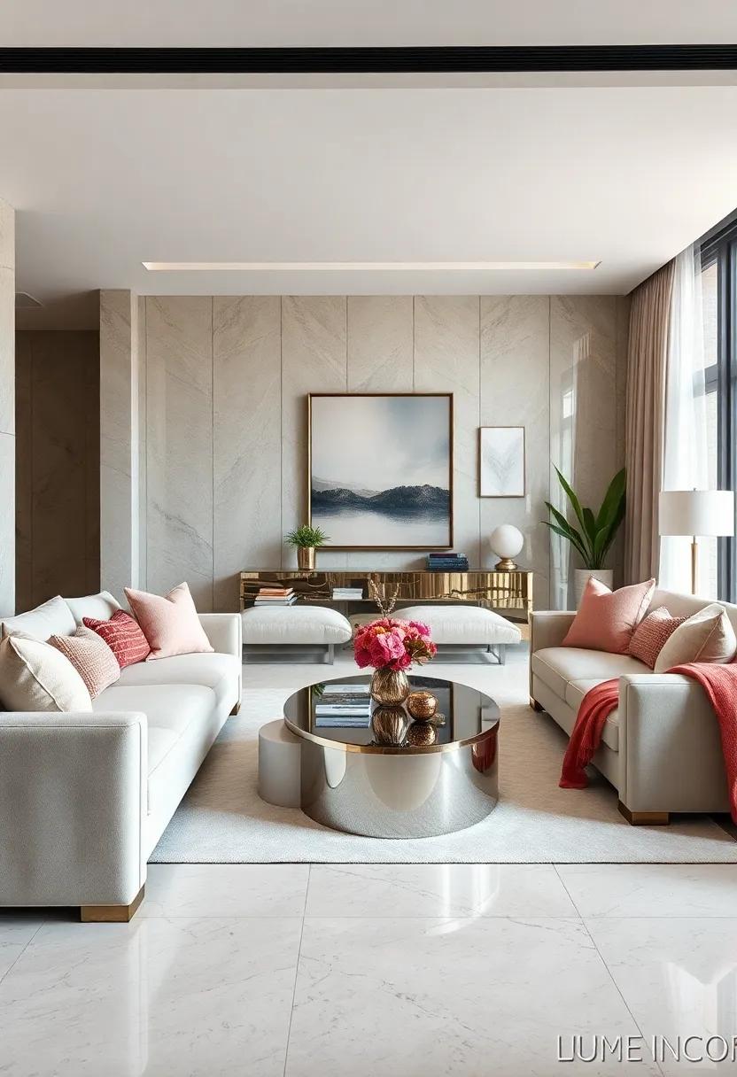 Include Mirrored Pillows and Throws: Add layers of comfort and style with textiles that reflect the luxury theme