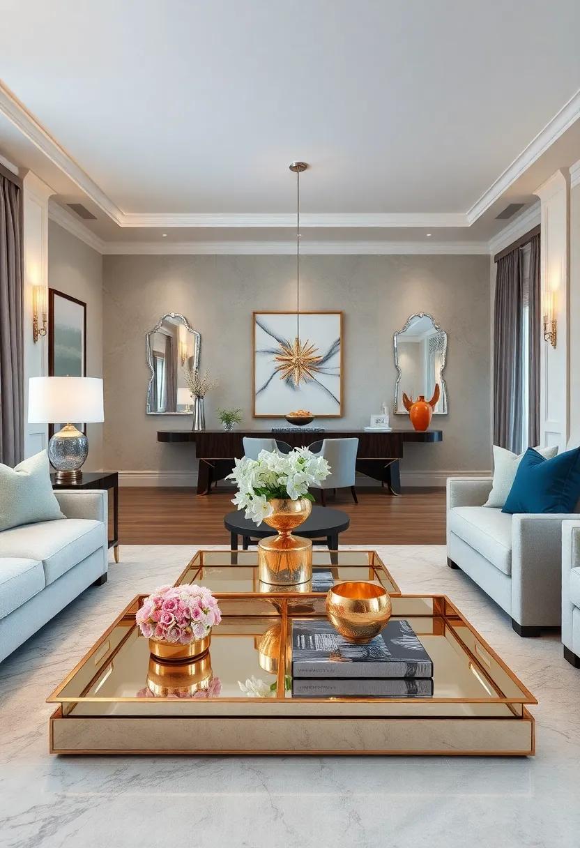 Layer with Mirrored Decorative Trays: Perfect for organizing collections,these trays can add chic flair on coffee tables or consoles