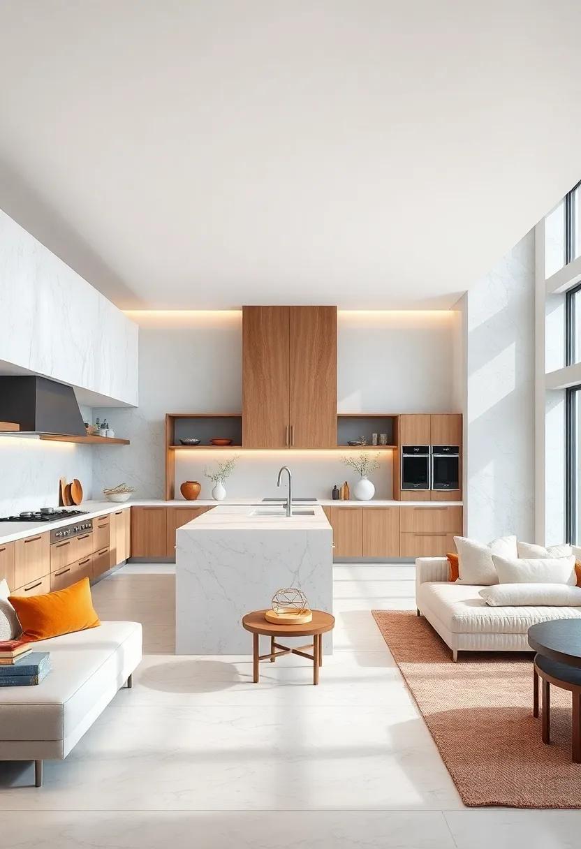 Infinity Islands: Design a large‌ central island with seating to encourage family gatherings, while⁤ also offering a practical space ​for food preparation