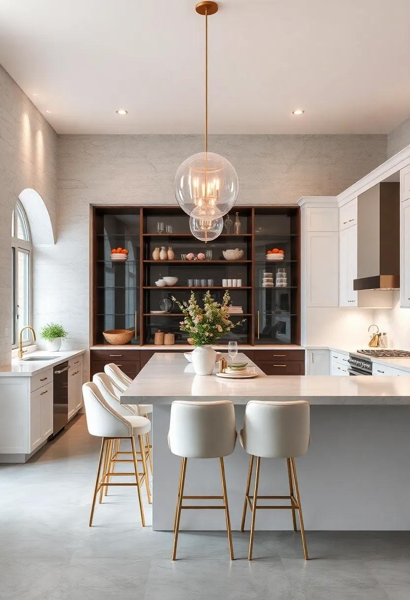 Chic Bar‌ Stools:⁤ Select upholstered or designer bar stools ⁢that​ complement⁣ your kitchen island ‍while ‍offering comfort and style