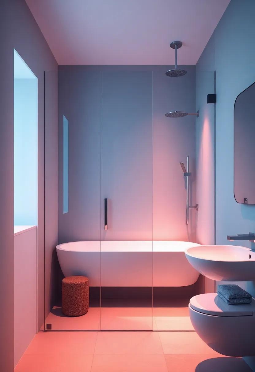 Incorporating Color and‍ lighting Around⁣ glass ⁤Wall Showers