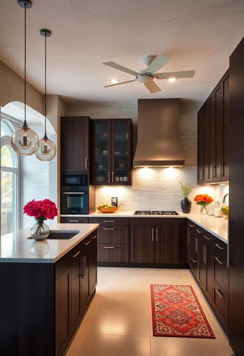 Elegant lighting Effects: uncover the impact of strategically placed lighting that highlights the beauty of espresso cabinets, creating an inviting atmosphere