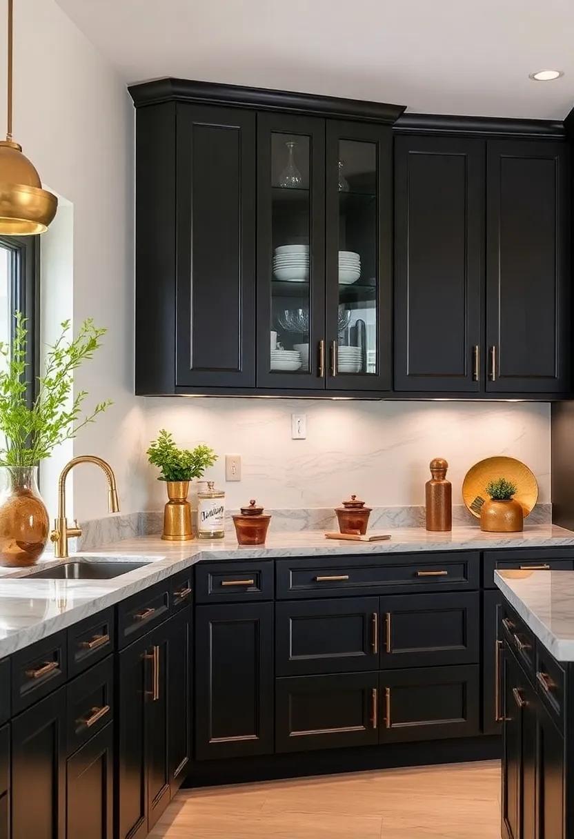 Luxe Hardware Trends: Assess the impact of luxurious hardware choices, including gold and brass finishes, that pop against dark espresso cabinetry