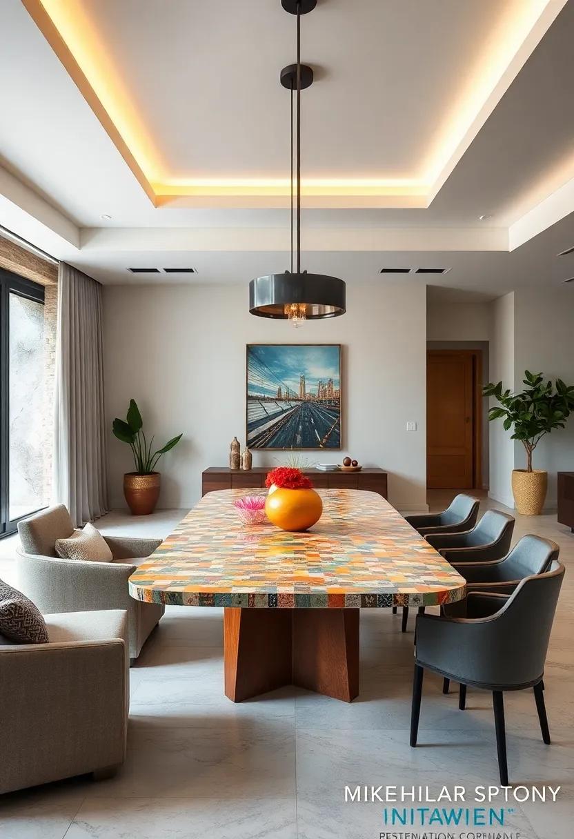 Mosaic Marvel: Stand out with a vibrant mosaic-top dining table that serves as a conversation starter while offering extendable functionality