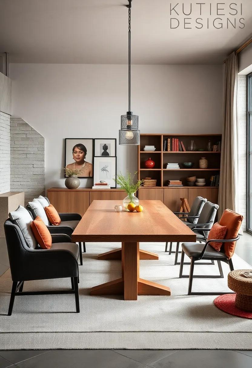 Rustic Charm: Discover a handcrafted wooden table featuring an innovative extension mechanism that adds warmth and character to your dining room