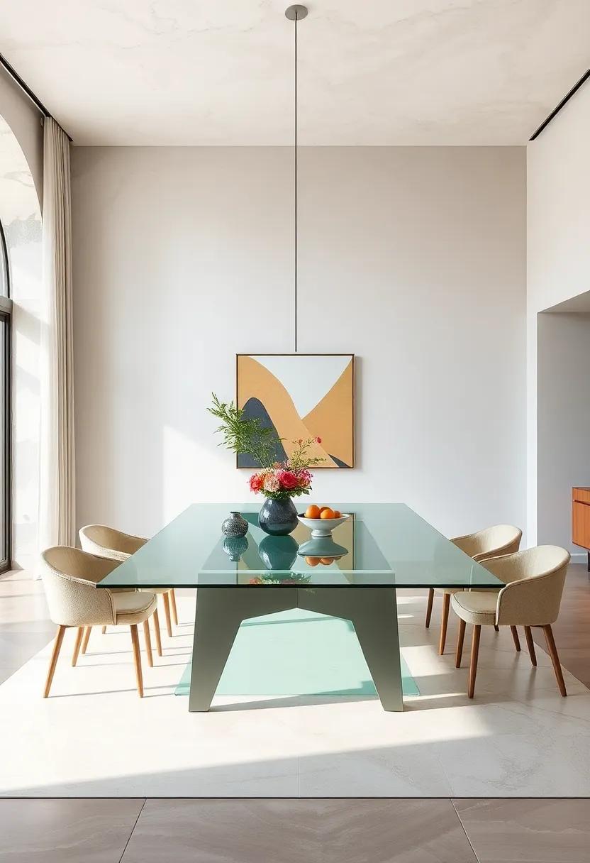 The Transparent Table: Make a bold statement with a glass-topped extendable table that visually expands your dining area without overwhelming it