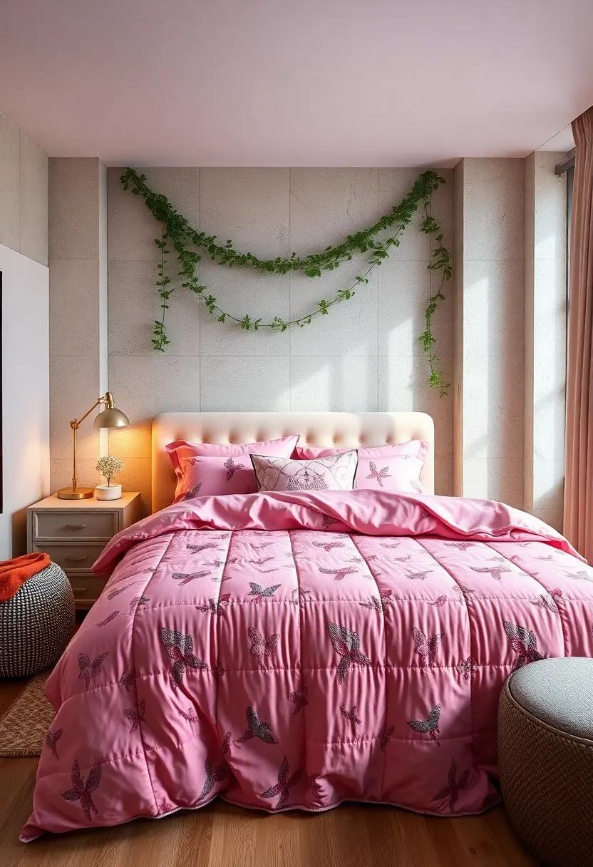 dreamy Bedspread: Invest in a quilted bedspread adorned with fairy motifs or soft, dreamy fabrics that feel luxurious and inviting