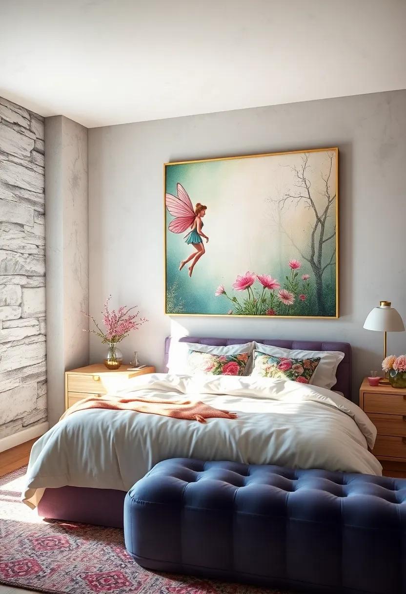 Magical Wall Art: Hang whimsical prints featuring fairies,enchanted forests,or soft landscapes to inspire daydreams