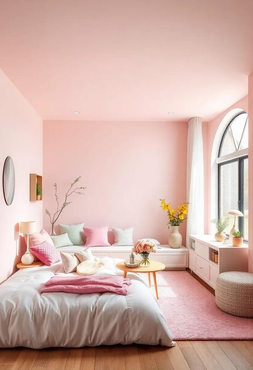 Pastel Color Palette: Choose soft pinks, lavender, and mint greens for wall colors and decor to evoke a serene fairy tale atmosphere