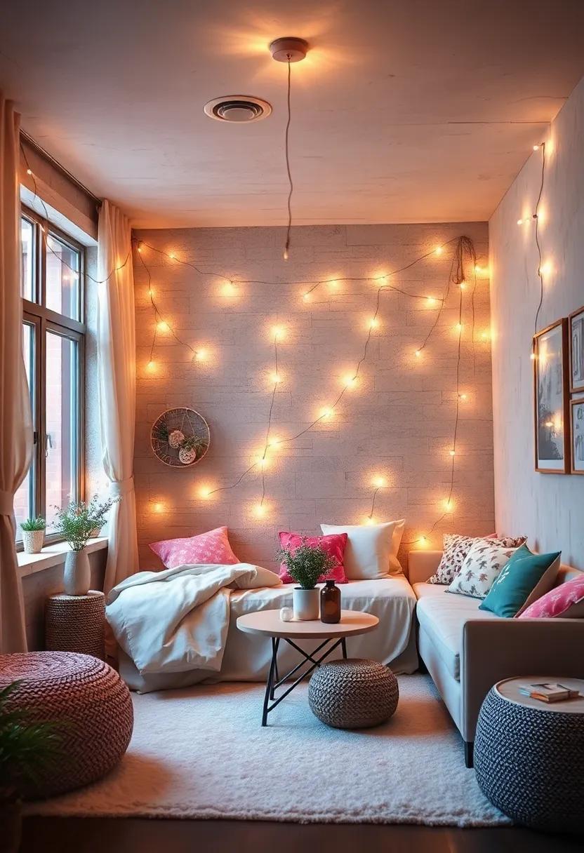 Twinkling Fairy Lights: drape string lights around the room to create a soft, magical glow that mimics a starlit sky